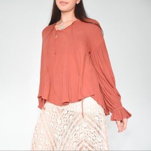 Free People Flowy Long Sleeve Blouse